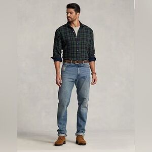 Polo Ralph Lauren Shirt Men's XLT Flannel Green Plaid Double Faced Long Sleeve